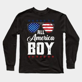 All American Boys 4th Of July USA Sunglasses Family Matching Long Sleeve T-Shirt